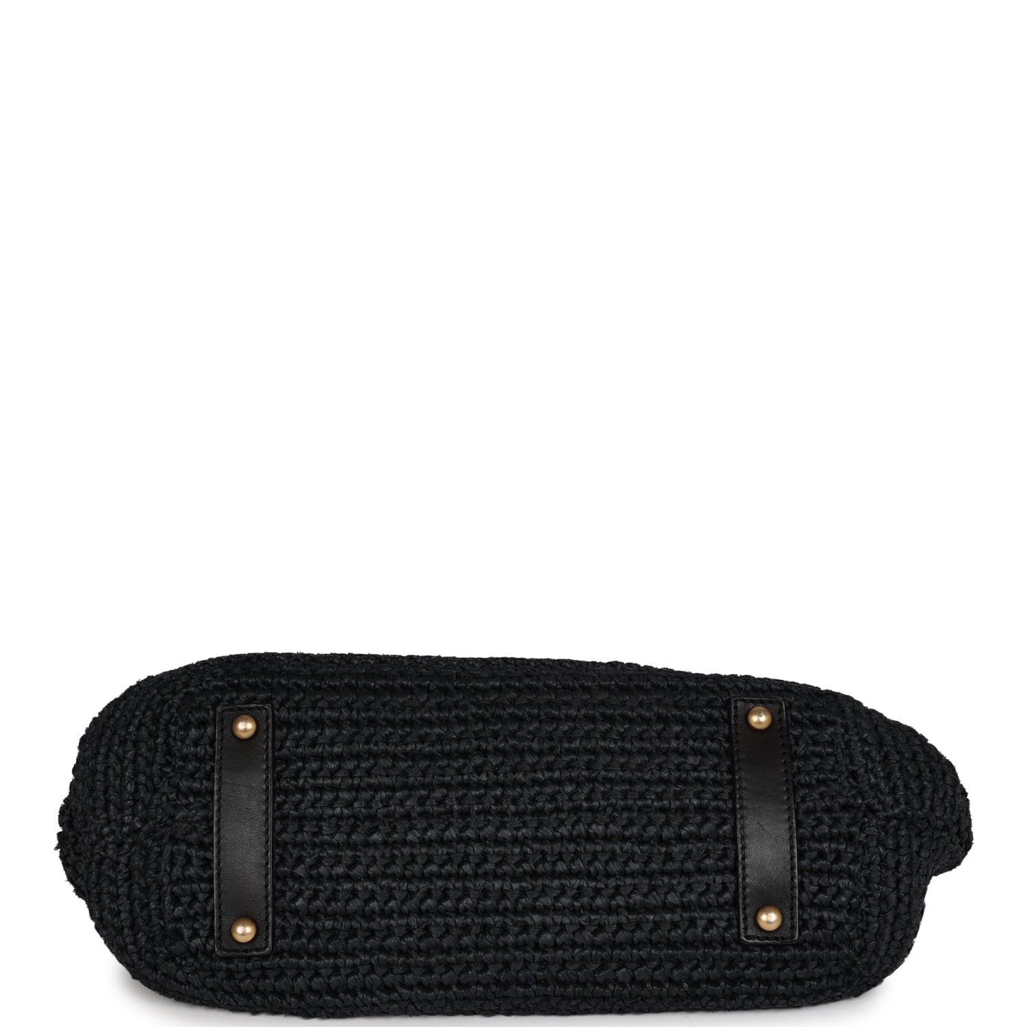 Chanel Vintage Straw Tote Black Raffia Gold Hardware