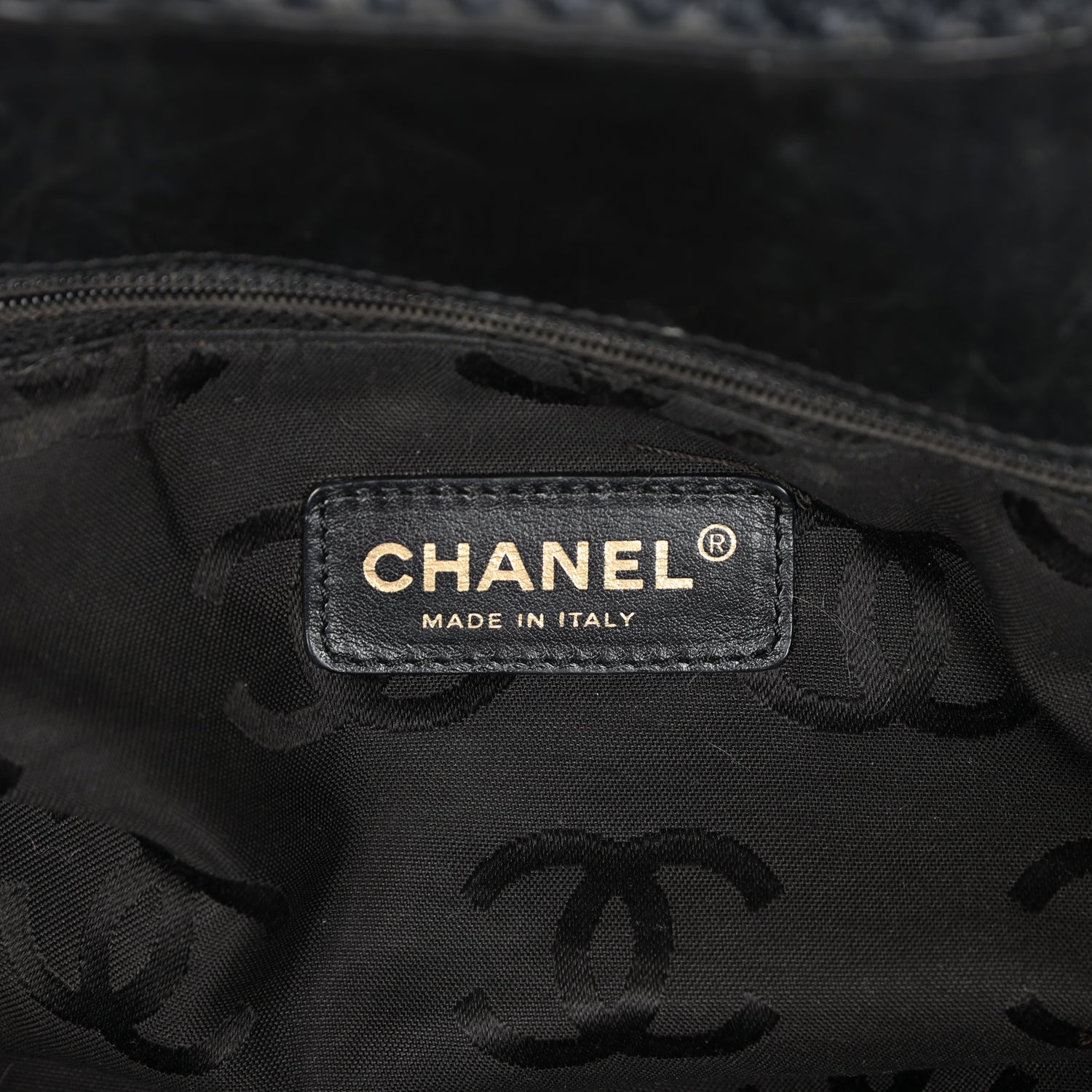 Chanel Vintage Straw Tote Black Raffia Gold Hardware