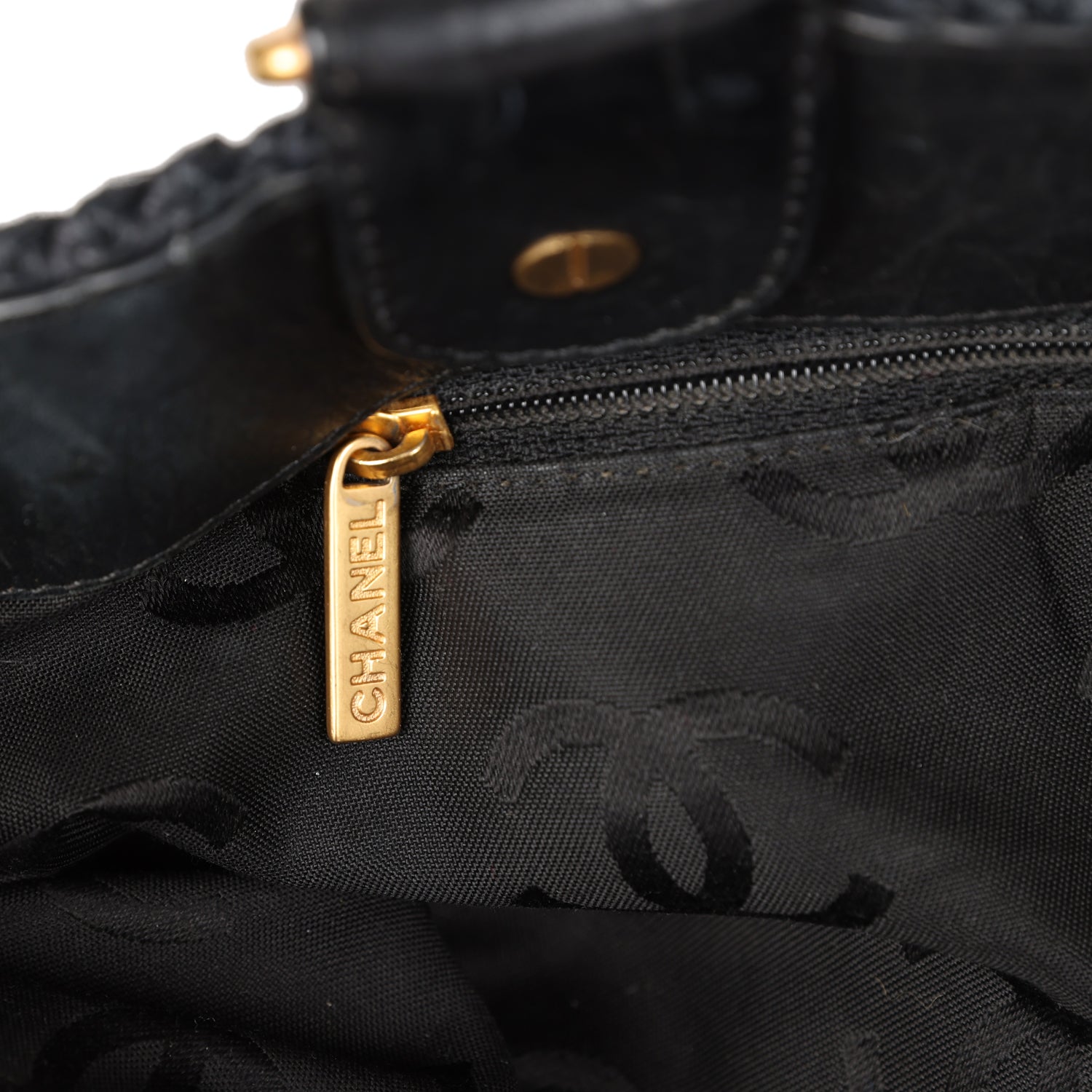 Chanel Vintage Straw Tote Black Raffia Gold Hardware