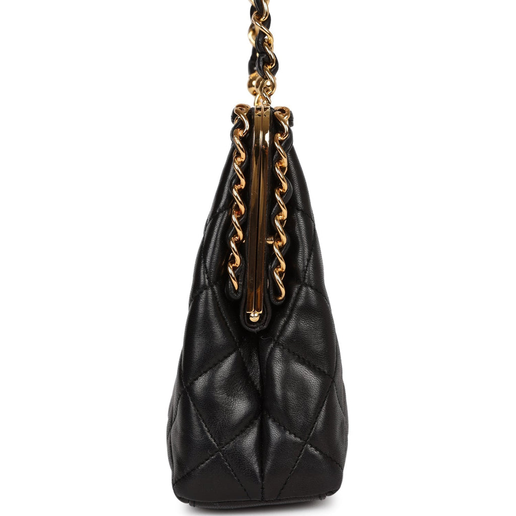 Chanel Vintage Frame Bag Black Lambskin Gold Hardware