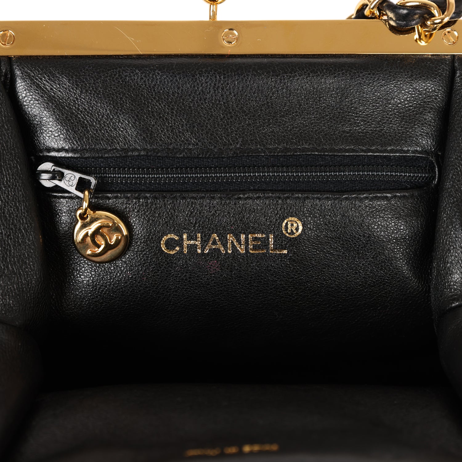 Chanel Vintage Frame Bag Black Lambskin Gold Hardware
