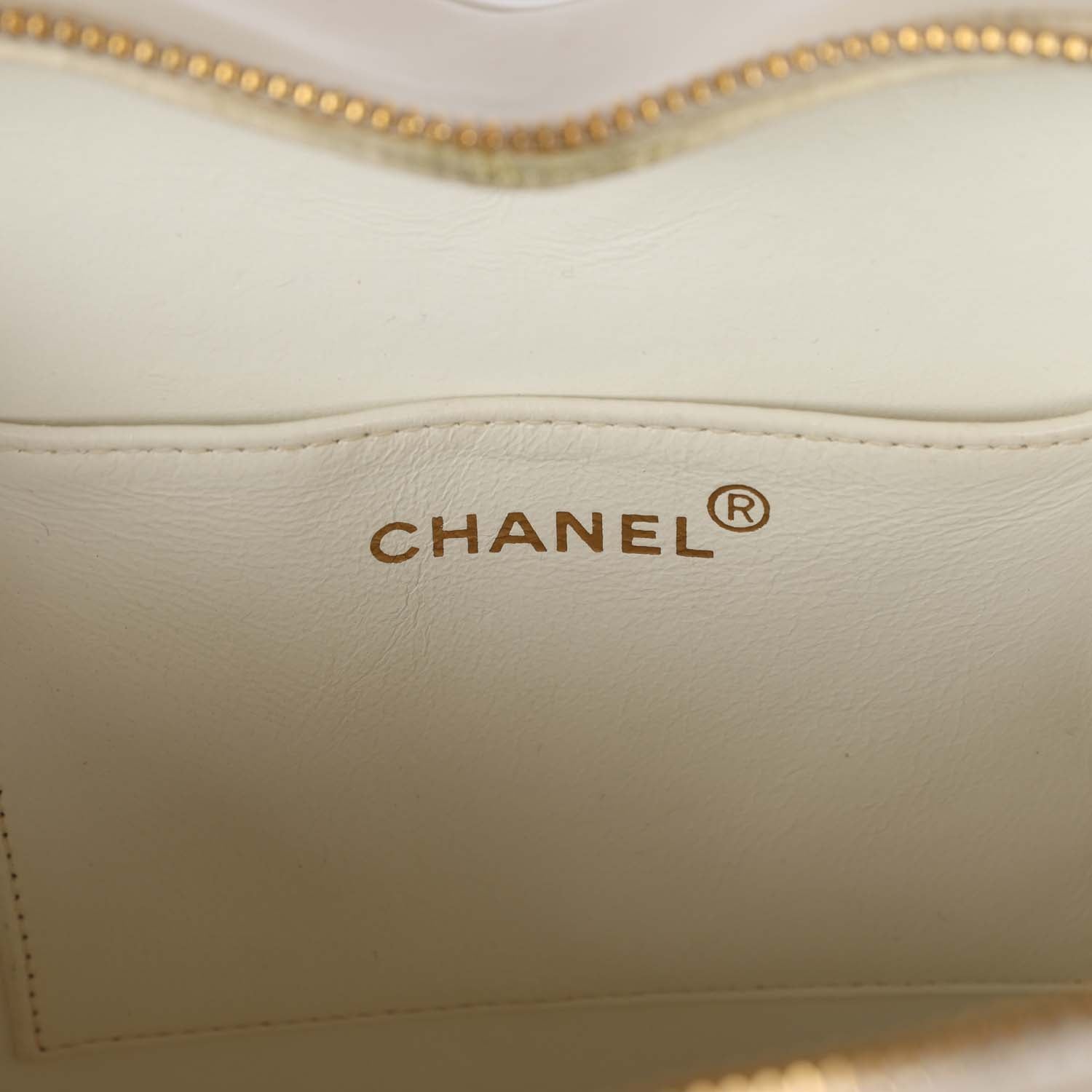 Chanel Vintage Heart Vanity Bag White and Black Patent Antique Gold Hardware