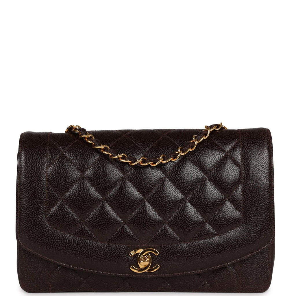 Chanel Vintage Medium Diana Flap Bag Brown Caviar Gold Hardware