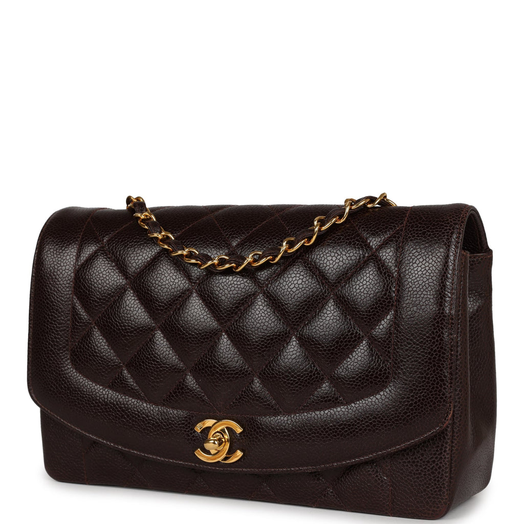 Chanel Vintage Medium Diana Flap Bag Brown Caviar Gold Hardware
