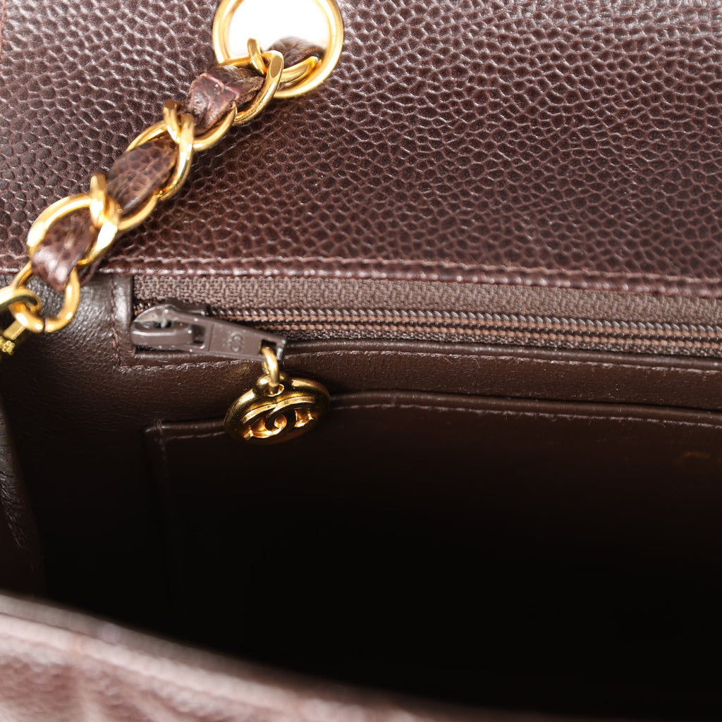 Chanel Vintage Medium Diana Flap Bag Brown Caviar Gold Hardware