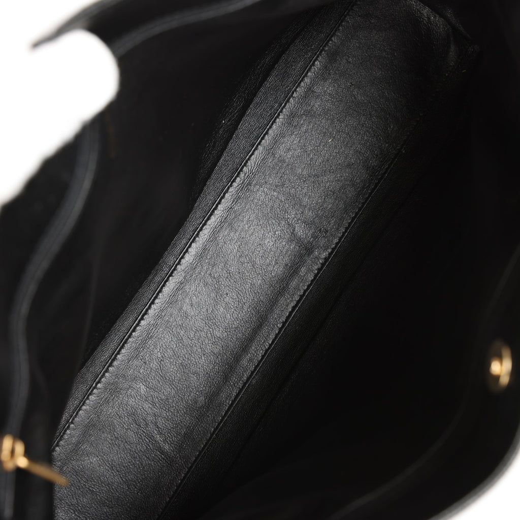 Chanel Vintage Quilted CC Tote Black Caviar Tortoiseshell Bakelite Hardware