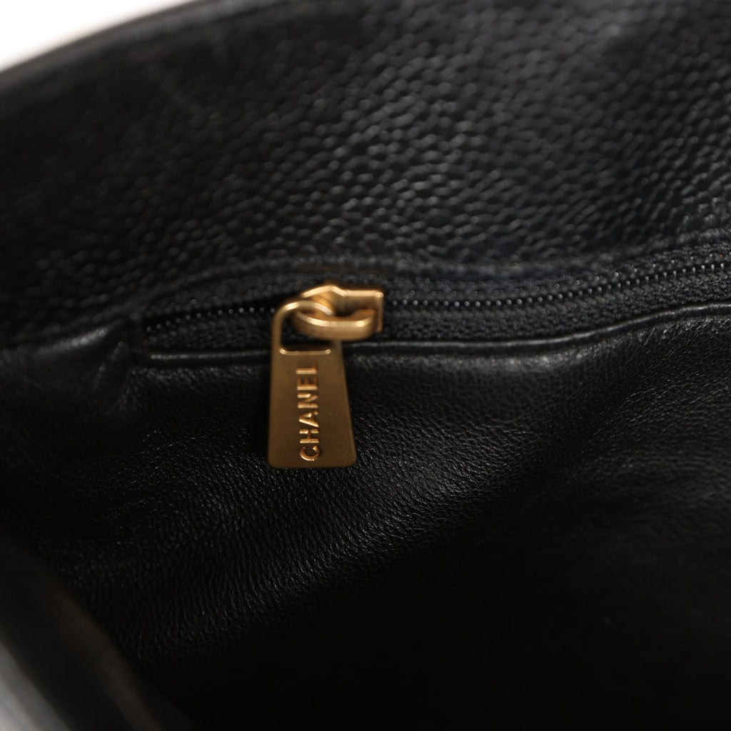 Chanel Vintage Quilted CC Tote Black Caviar Tortoiseshell Bakelite Hardware