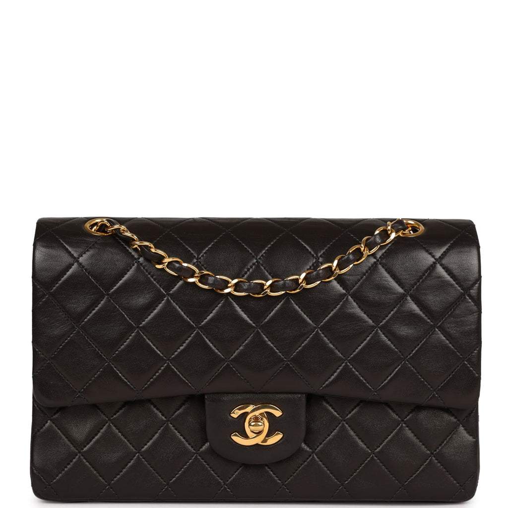 Chanel Vintage Medium Classic Double Flap Black Lambskin Gold Hardware