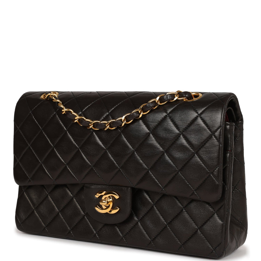 Chanel Vintage Medium Classic Double Flap Black Lambskin Gold Hardware