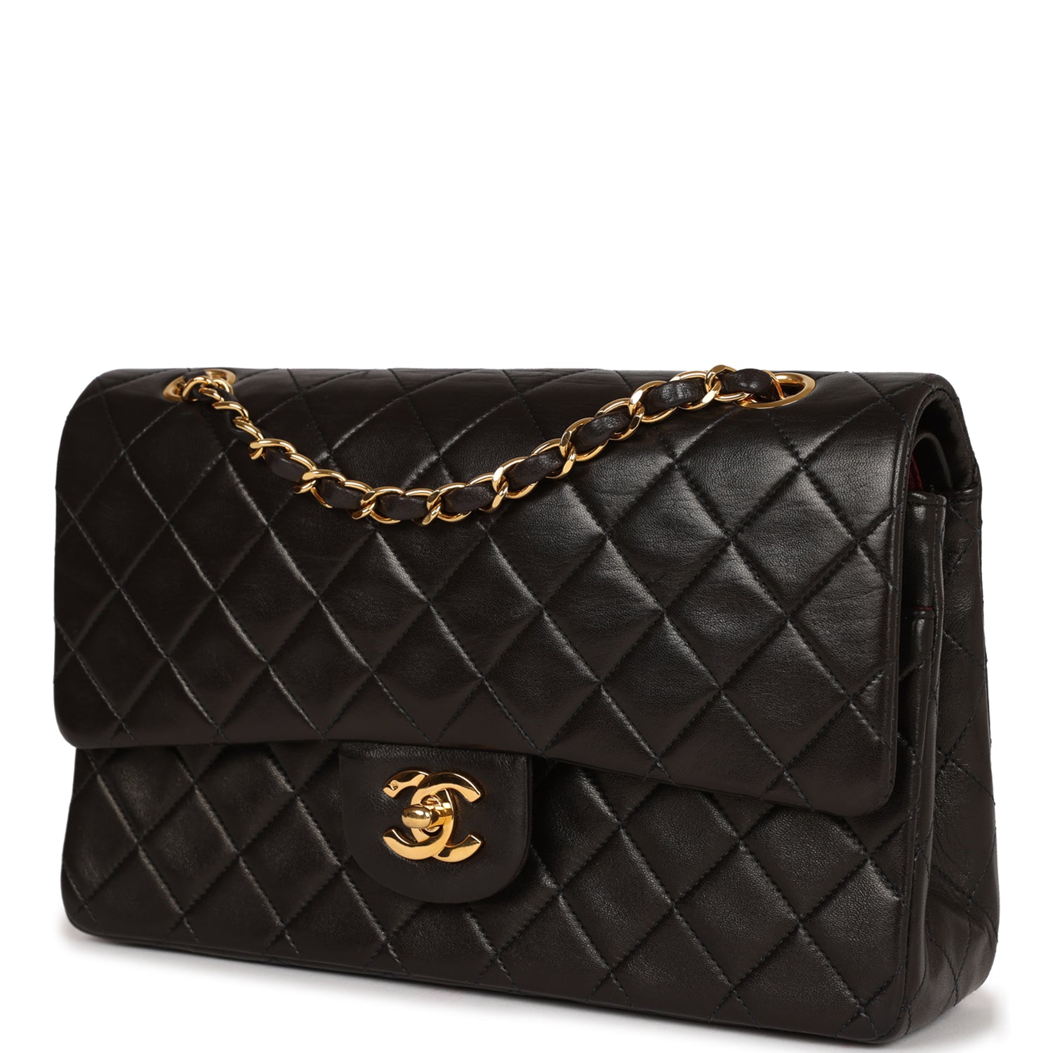 Chanel Vintage Medium Classic Double Flap Black Lambskin Gold Hardware