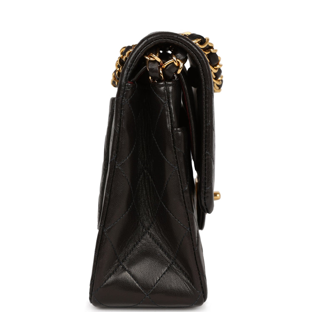 Chanel Vintage Medium Classic Double Flap Black Lambskin Gold Hardware