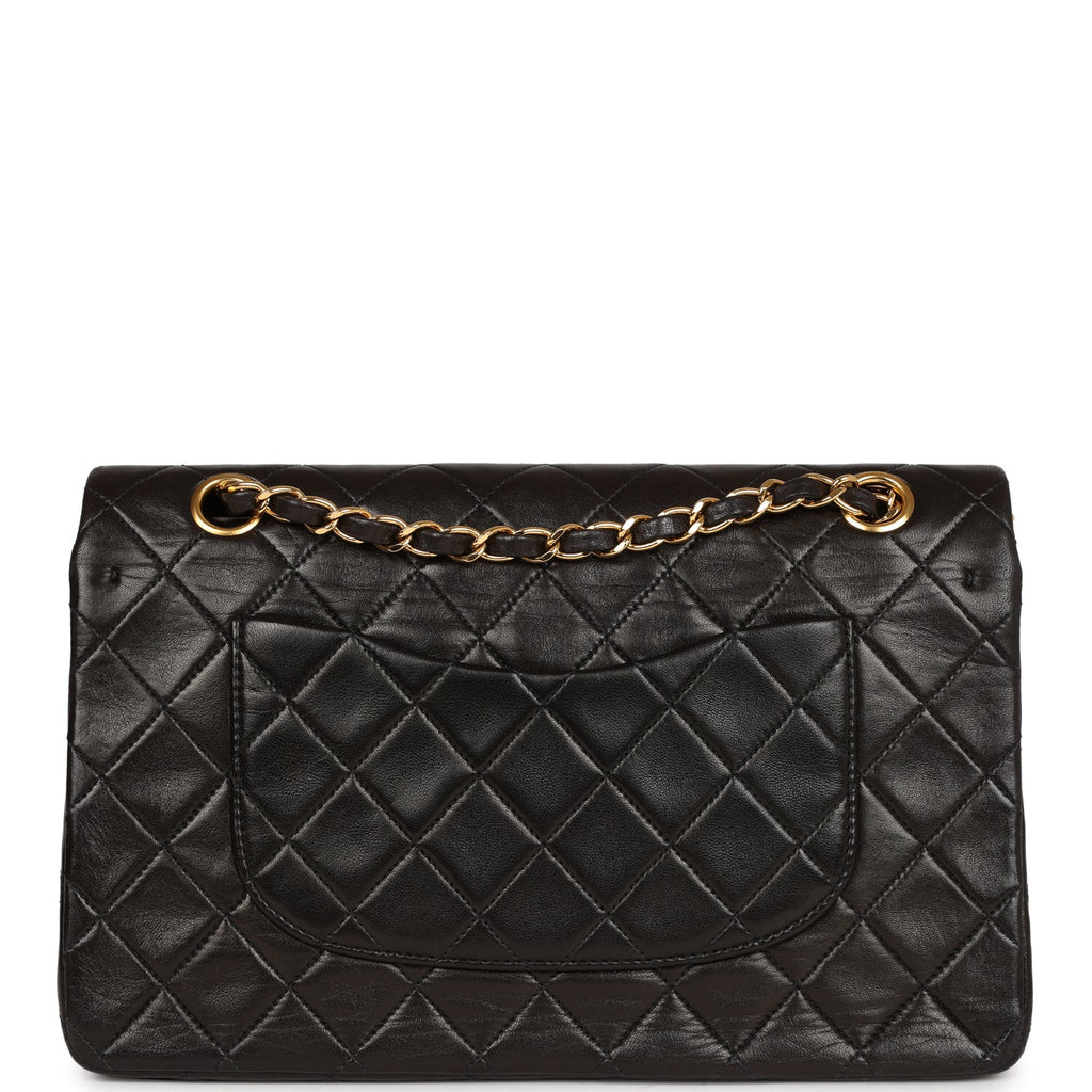 Chanel Vintage Medium Classic Double Flap Black Lambskin Gold Hardware