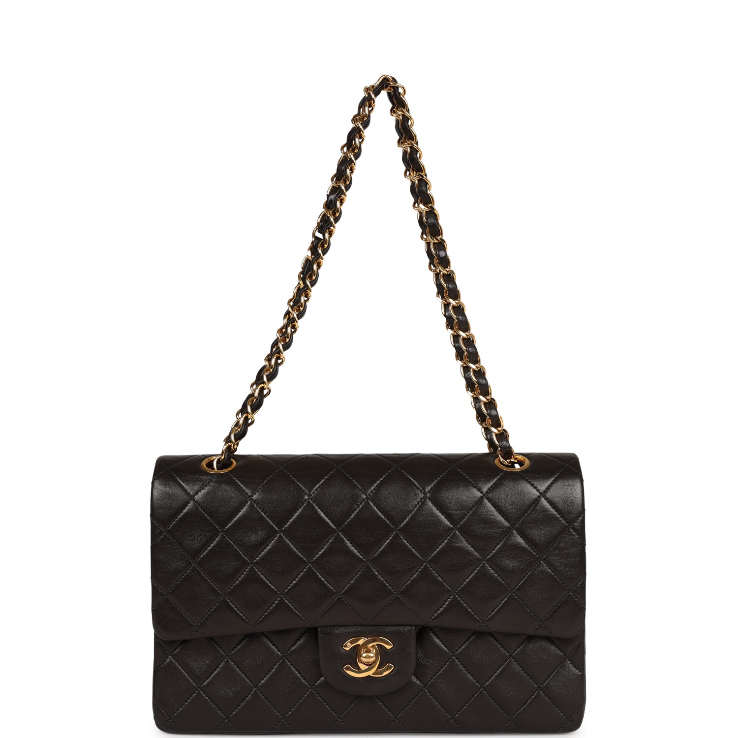 Chanel Vintage Medium Classic Double Flap Black Lambskin Gold Hardware
