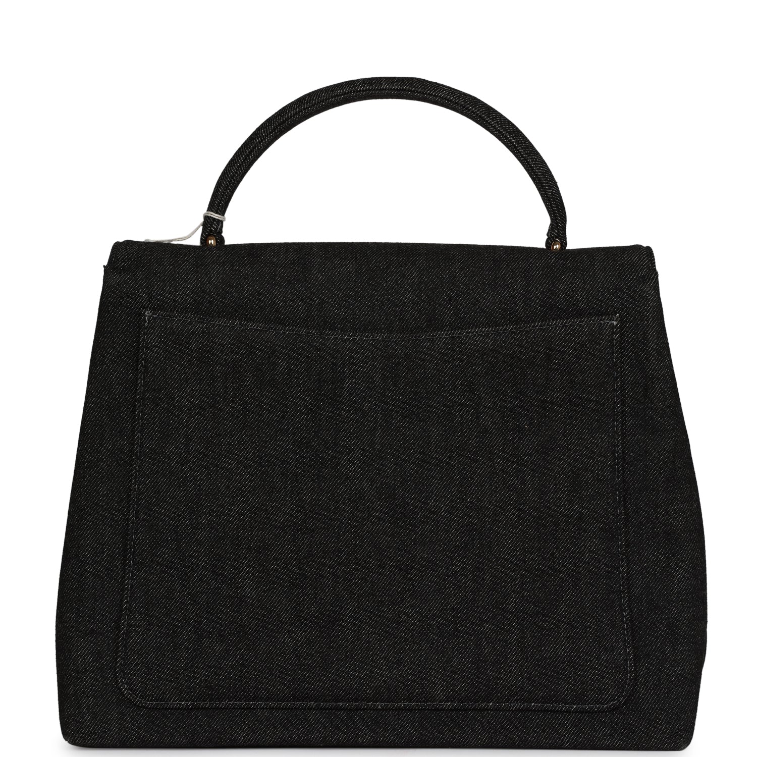 Chanel Vintage Kelly Top Handle Bag Black Denim Gold Hardware