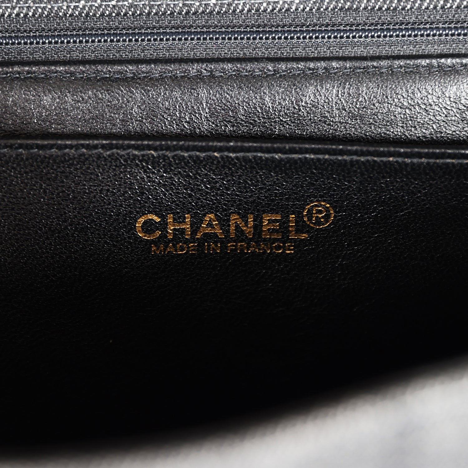 Chanel Vintage Kelly Top Handle Bag Black Denim Gold Hardware