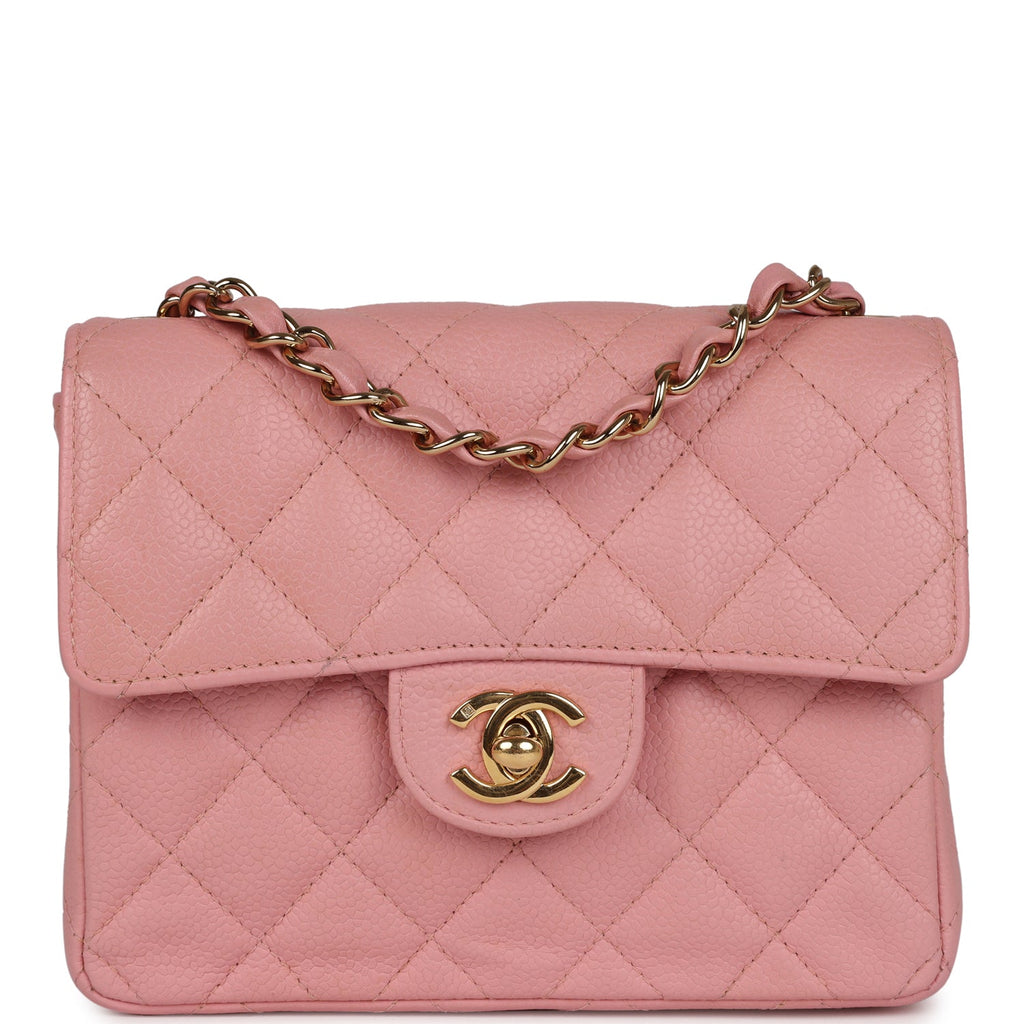 Chanel Vintage Mini Square Flap Pink Caviar Gold Hardware
