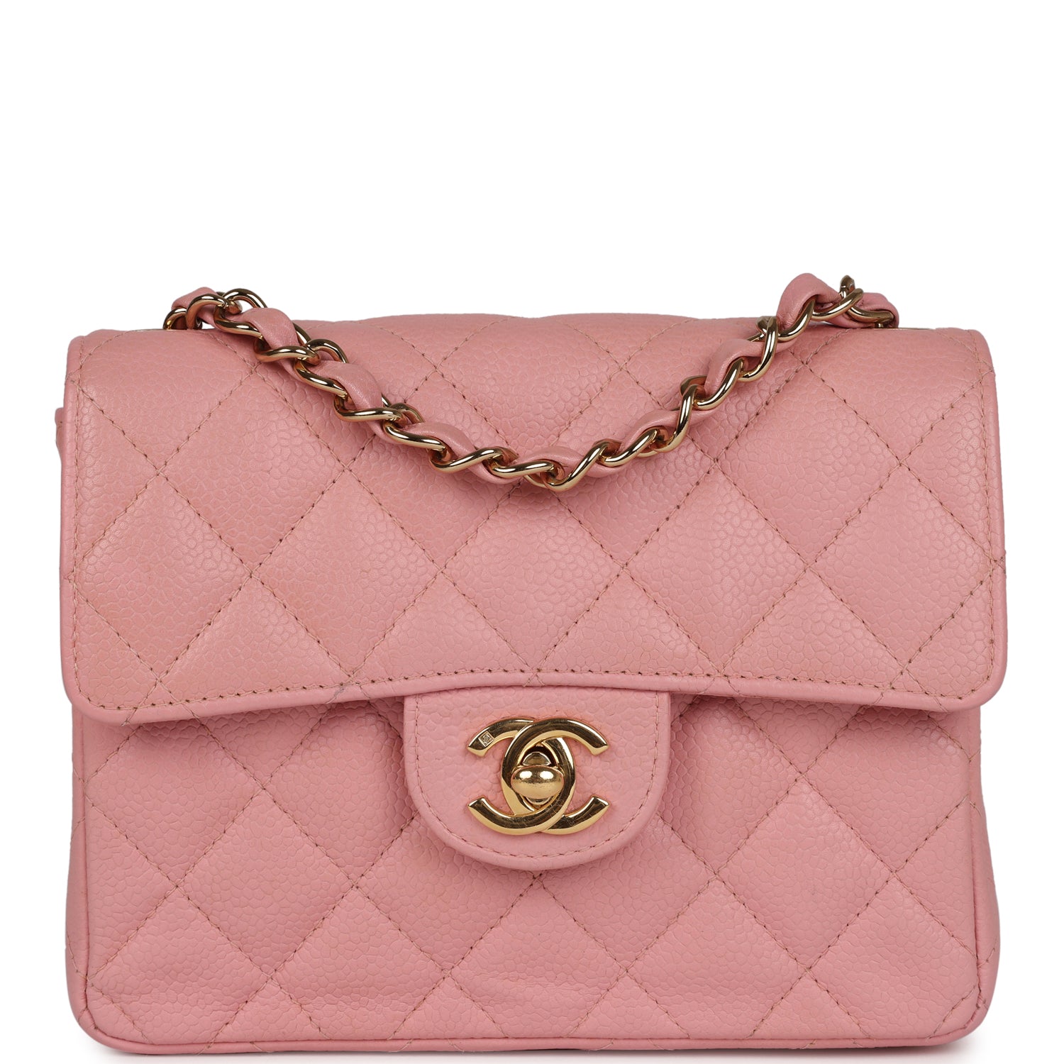 Chanel Vintage Mini Square Flap Pink Caviar Gold Hardware