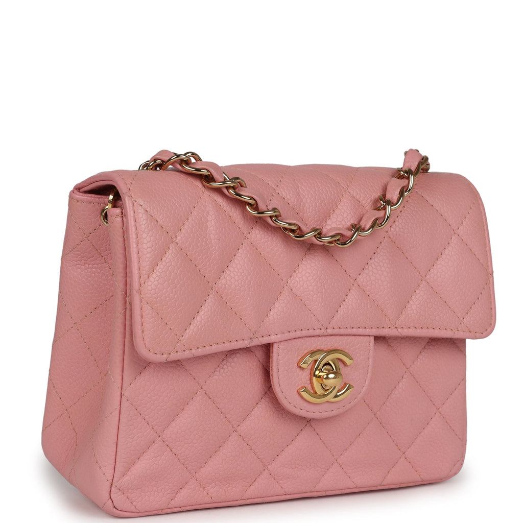 Chanel Vintage Mini Square Flap Pink Caviar Gold Hardware