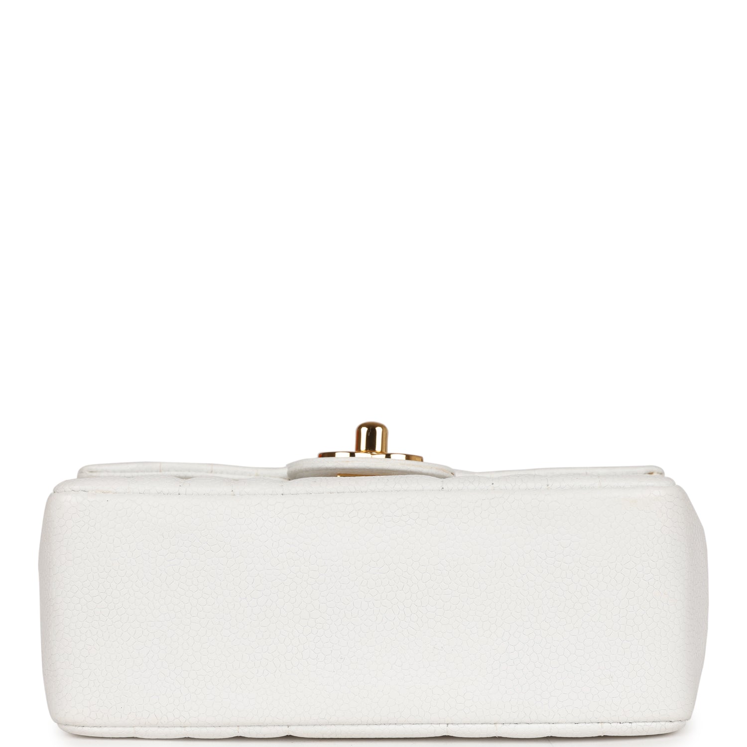 Chanel Vintage Mini Square Flap Vertical Stripe White Caviar Gold Hardware