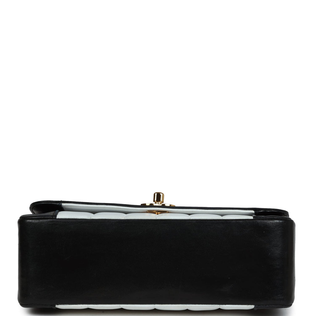 Chanel Vintage Small Mademoiselle Flap White and Navy Lambskin Gold Hardware