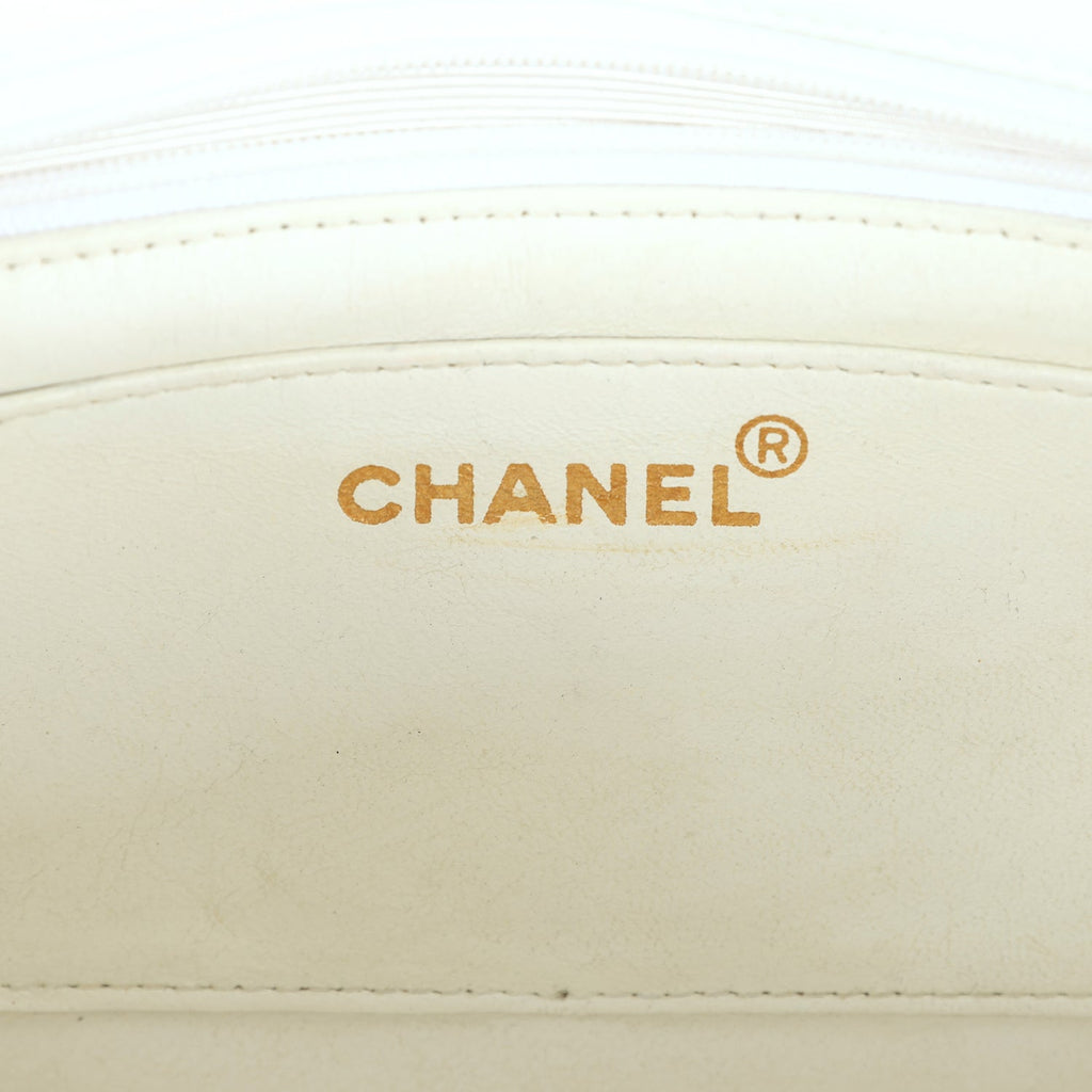 Chanel Vintage Small Mademoiselle Flap White and Navy Lambskin Gold Hardware