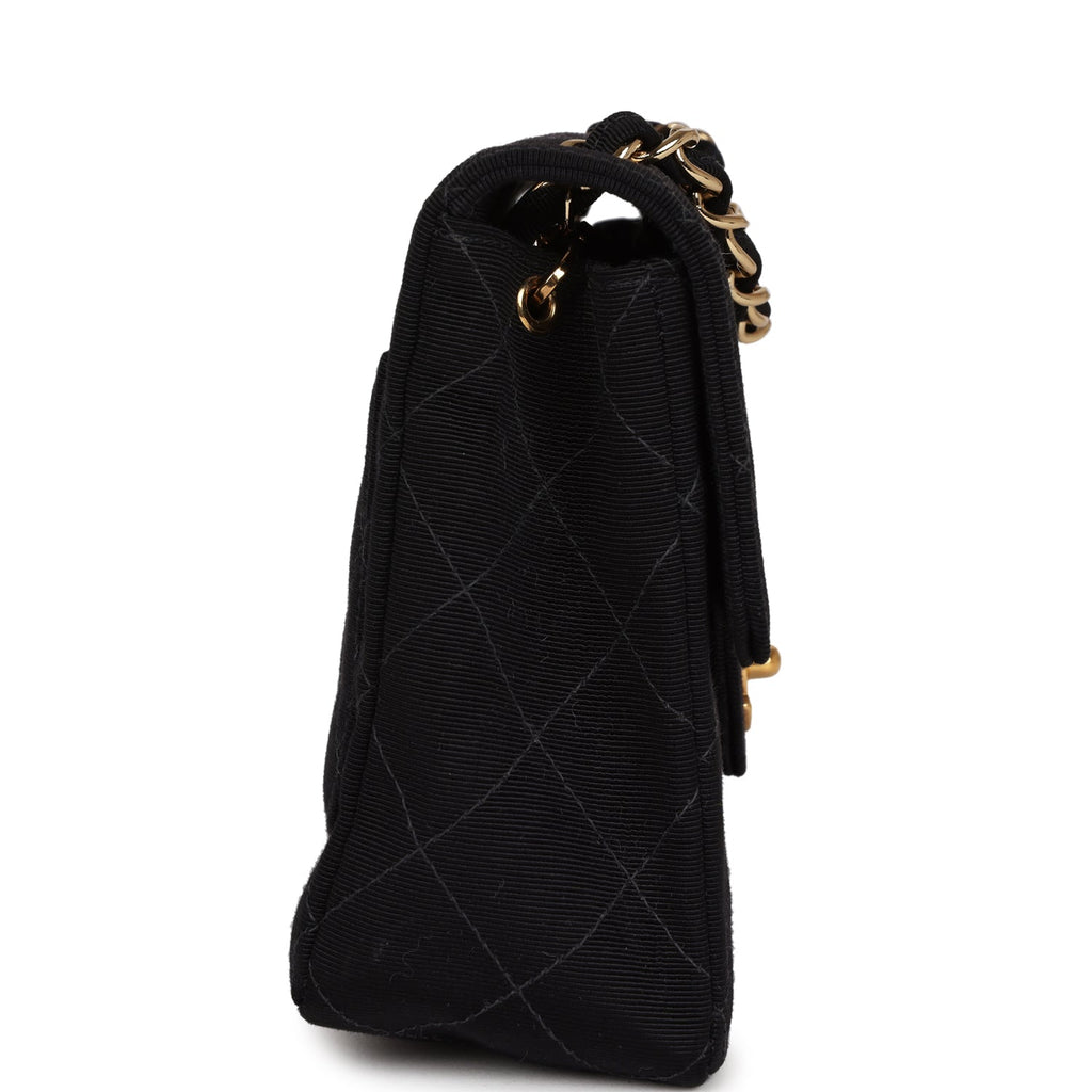 Chanel Vintage Mini Square Flap Bag Black Canvas Gold Hardware