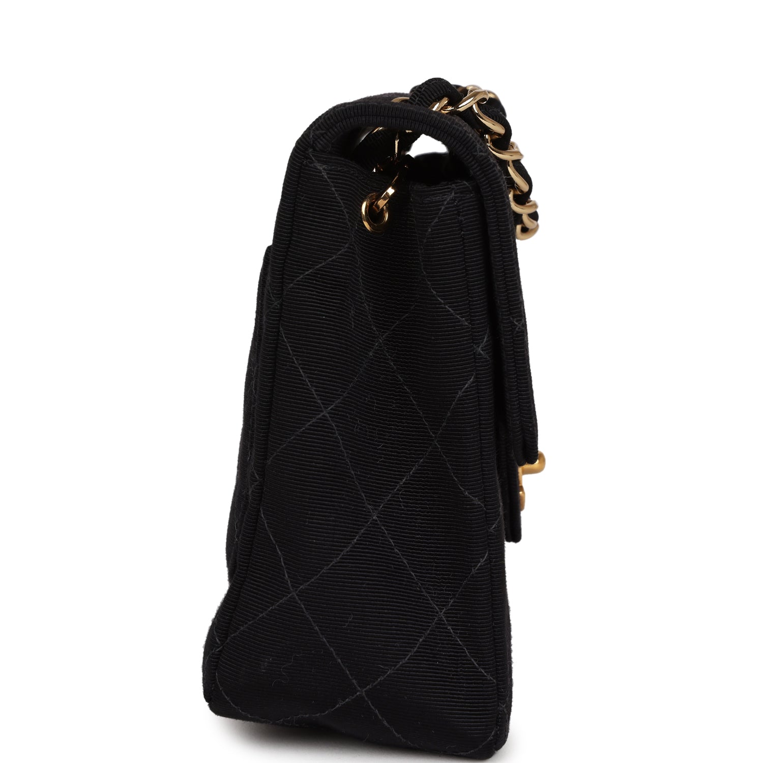 Chanel Vintage Mini Square Flap Bag Black Canvas Gold Hardware