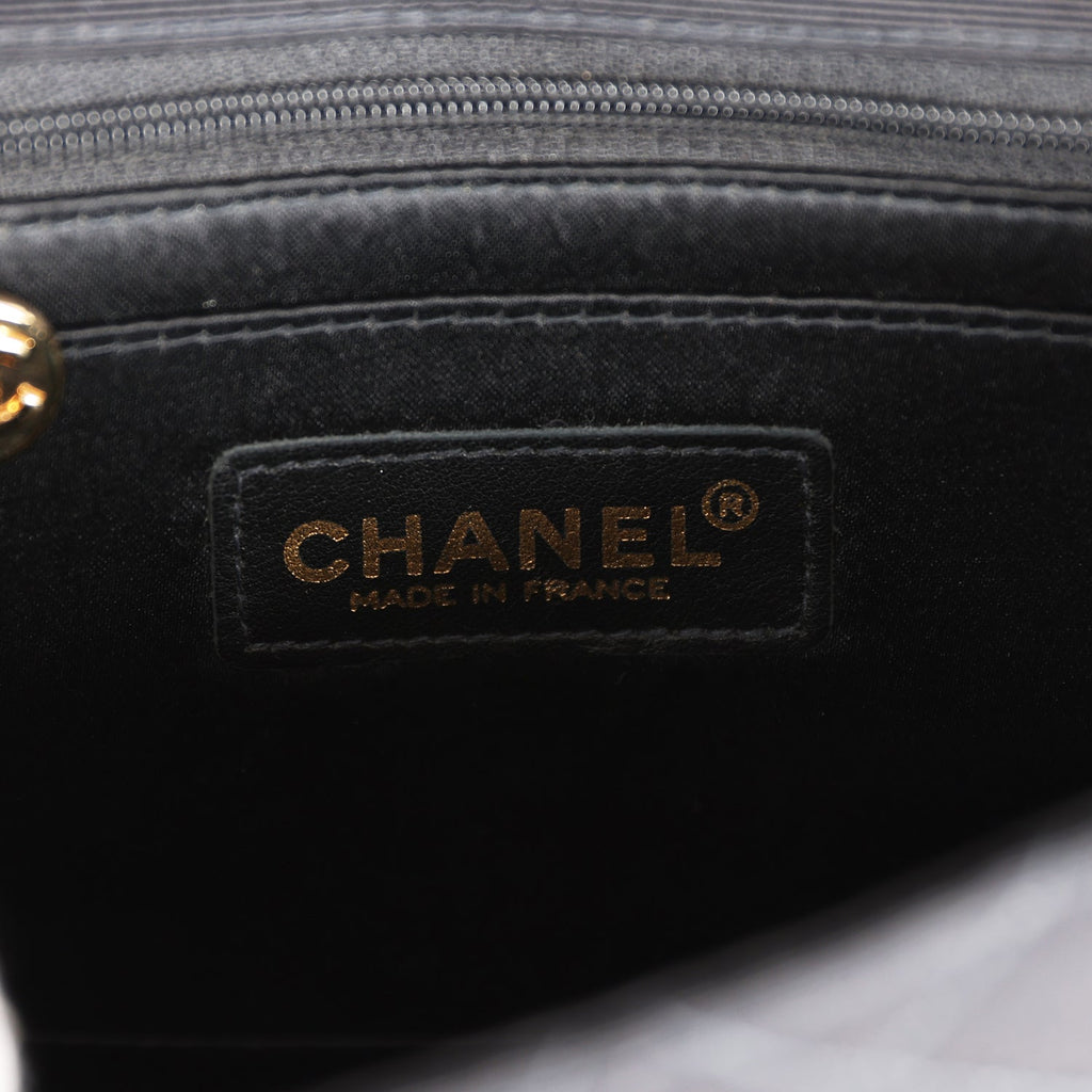 Chanel Vintage Mini Square Flap Bag Black Canvas Gold Hardware