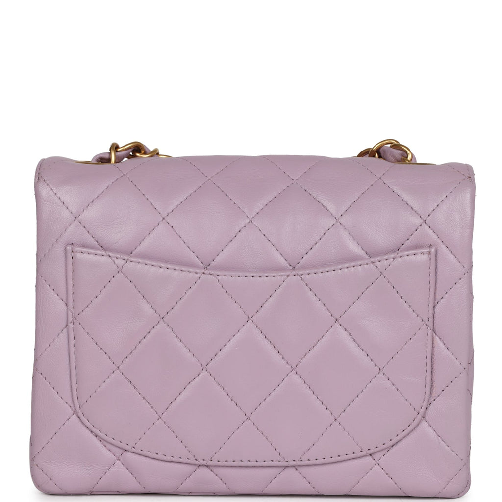 Chanel Vintage Mini Square Flap Bag Light Purple Lambskin Matte Gold Hardware