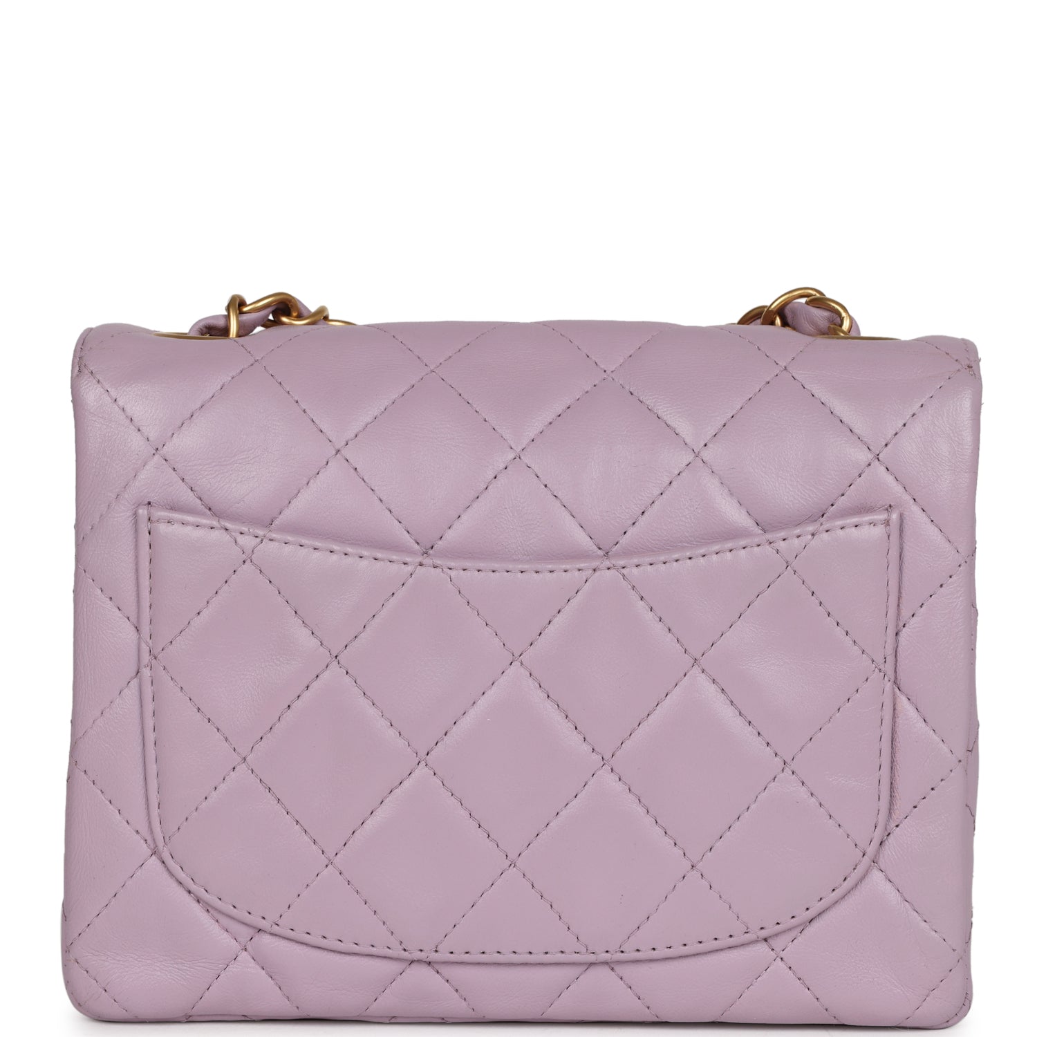 Chanel Vintage Mini Square Flap Bag Light Purple Lambskin Matte Gold Hardware