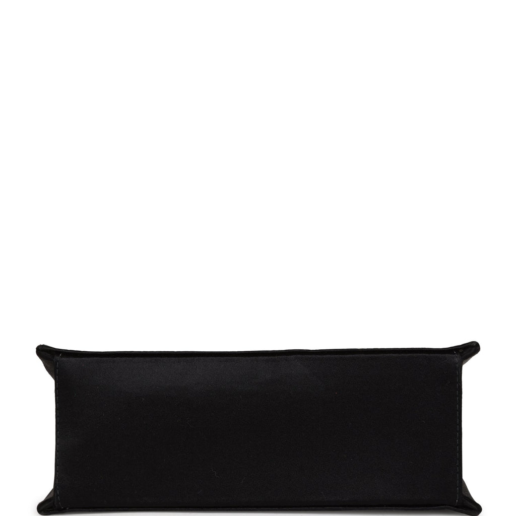 Chanel Vintage Square Shoulder Bag Black Satin Gold Hardware