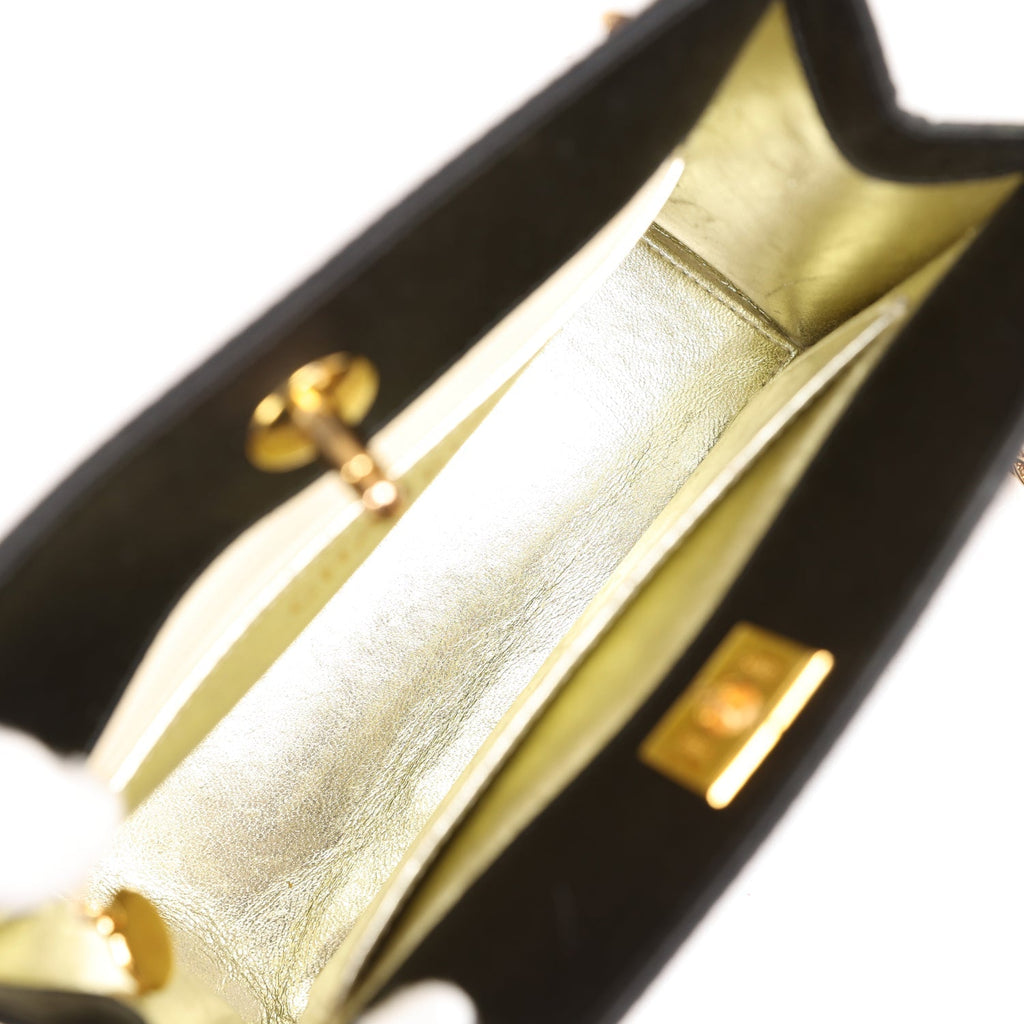 Chanel Vintage Square Shoulder Bag Black Satin Gold Hardware