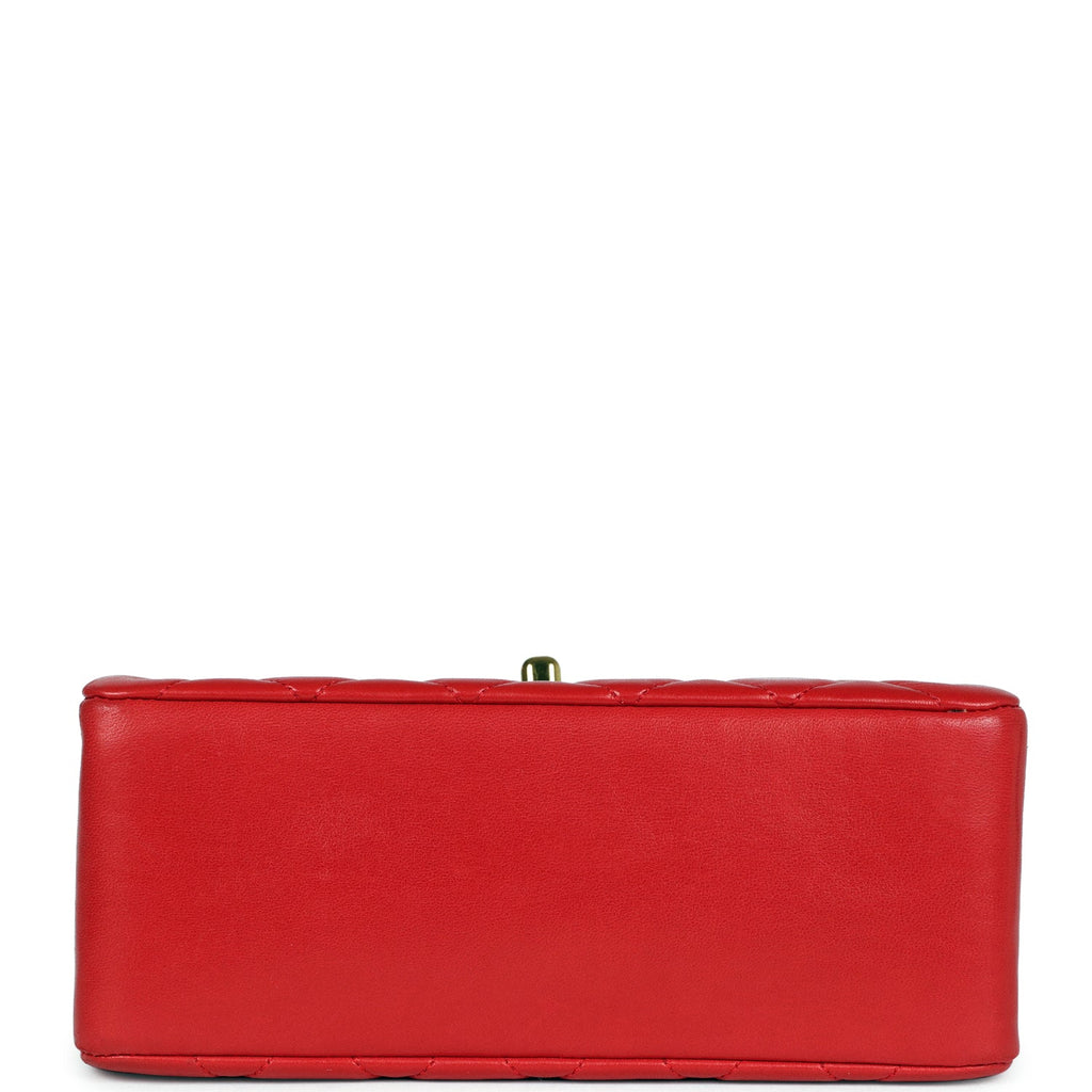 Chanel Vintage Top Handle Flap Red Lambskin Gold Hardware