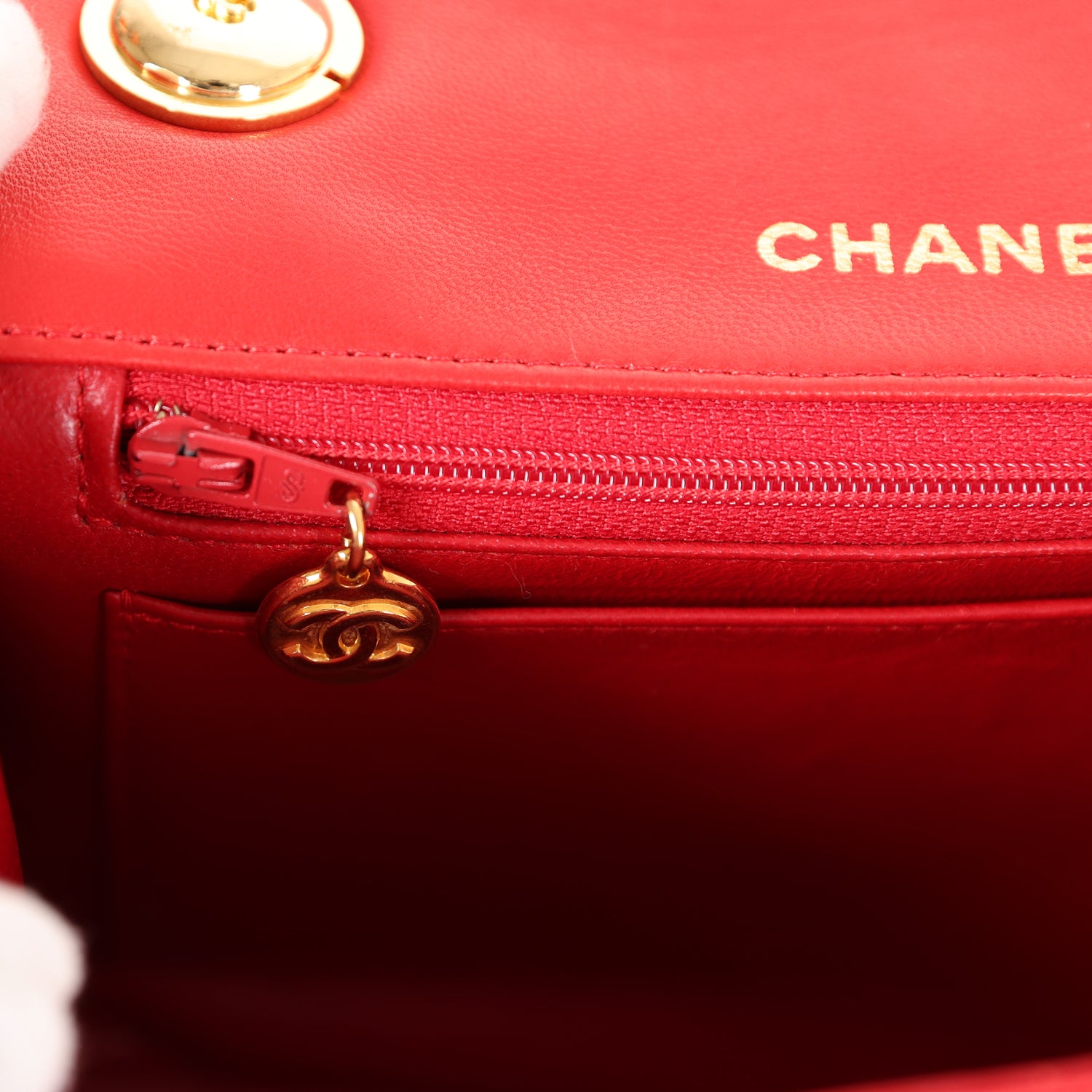 Chanel Vintage Top Handle Flap Red Lambskin Gold Hardware