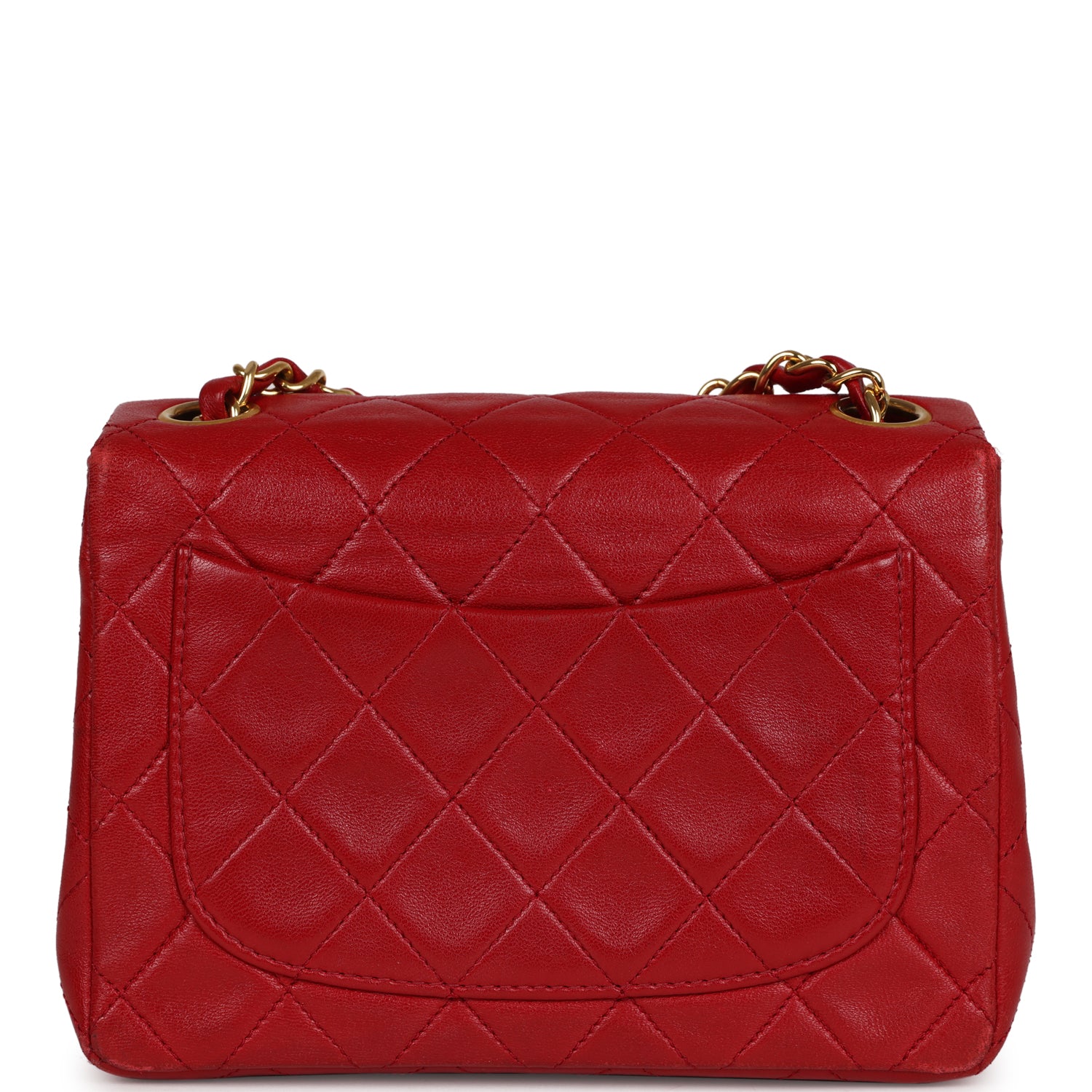 Chanel Vintage Mini Square Flap Red Lambskin Gold Hardware