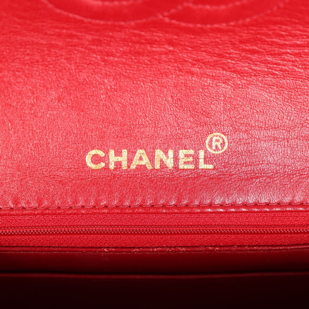 Chanel Vintage Mini Square Flap Red Lambskin Gold Hardware