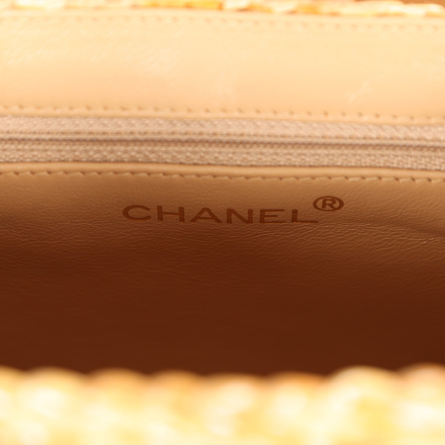 Chanel Vintage Basket Bag Beige Lambskin and Rattan Wicker Gold Hardware