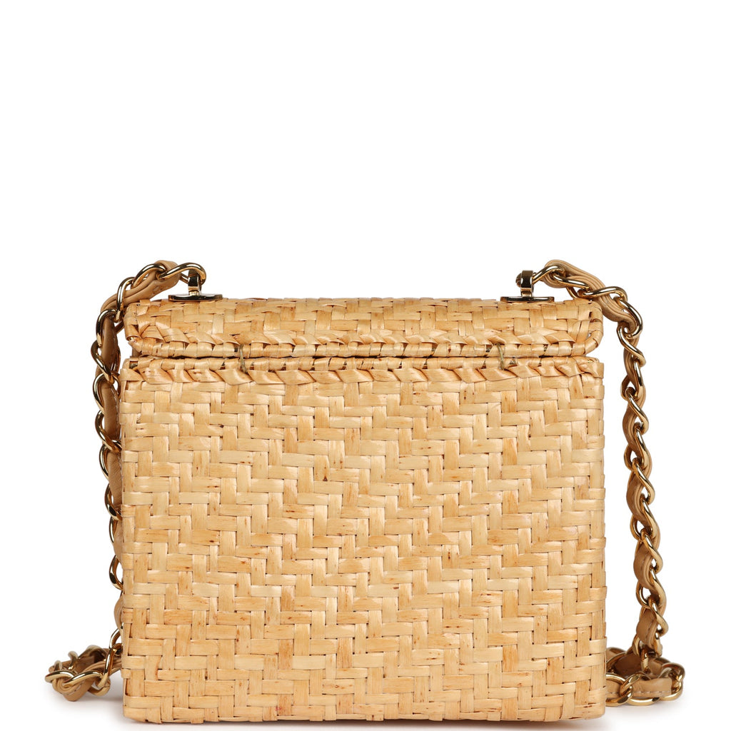 Chanel Vintage Mini Flap Bag Natural Wicker Gold Hardware
