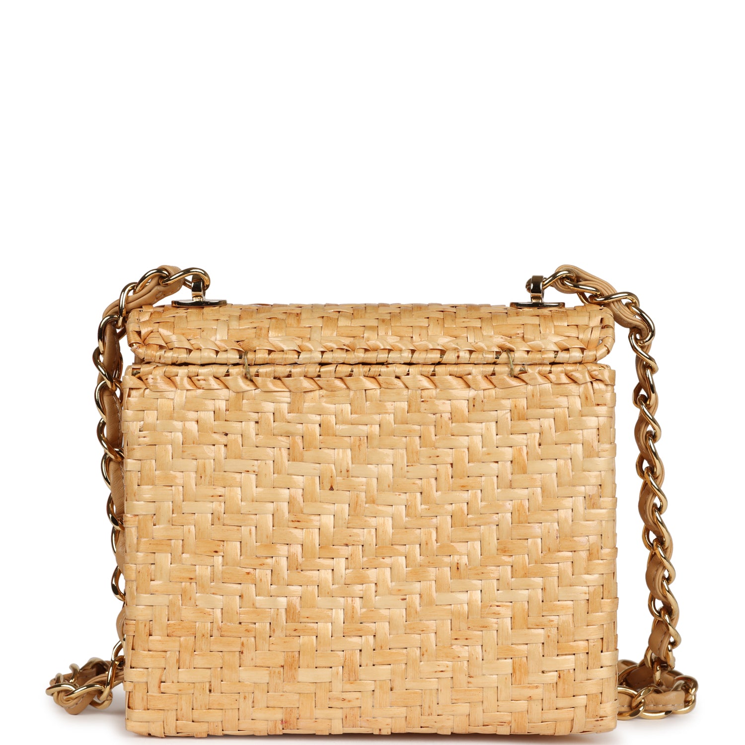 Chanel Vintage Mini Flap Bag Natural Wicker Gold Hardware