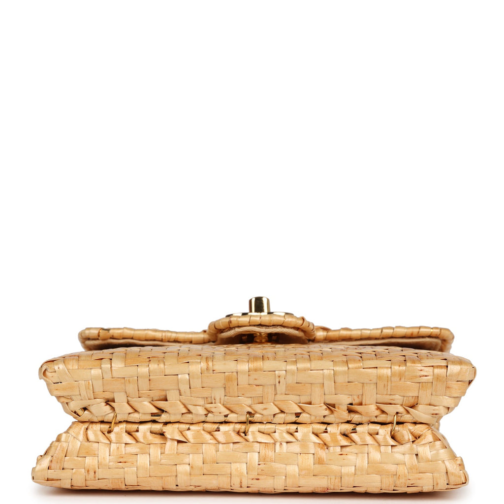 Chanel Vintage Mini Flap Bag Natural Wicker Gold Hardware