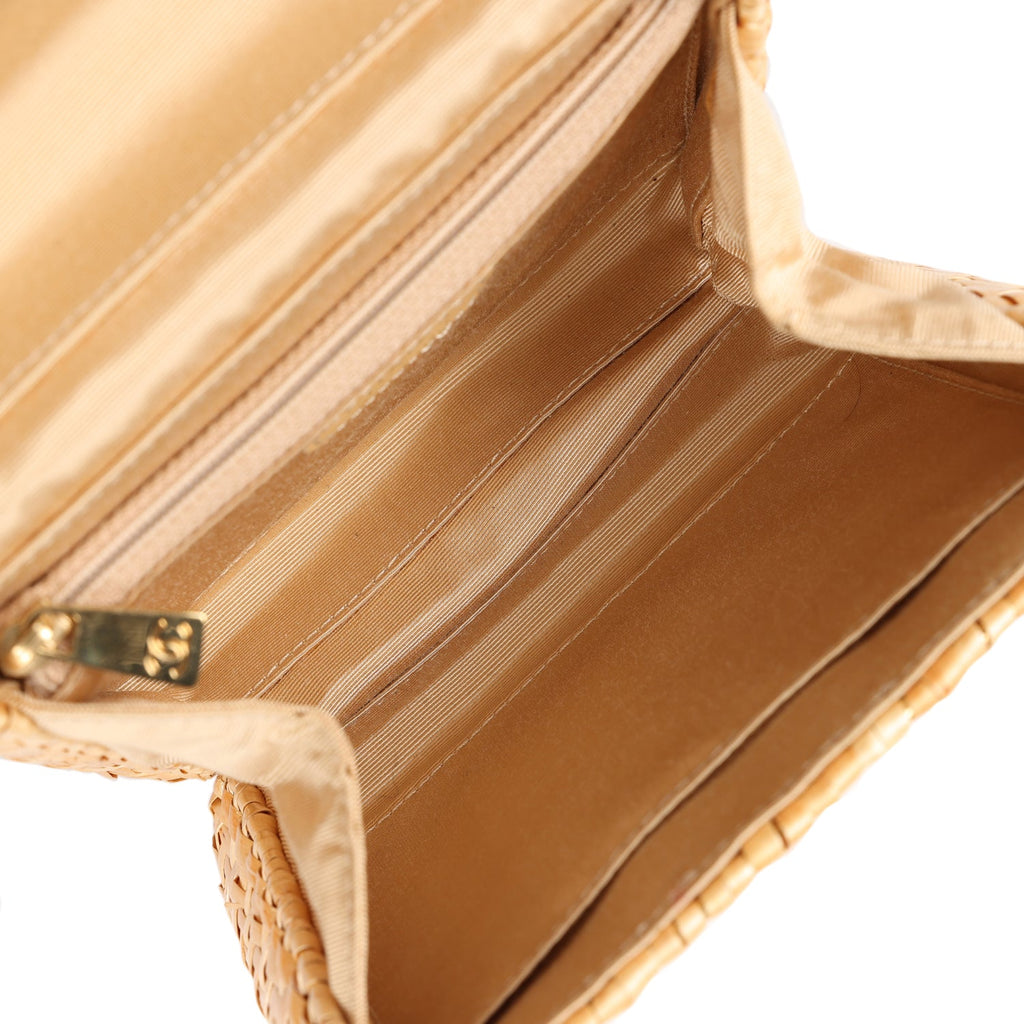 Chanel Vintage Mini Flap Bag Natural Wicker Gold Hardware