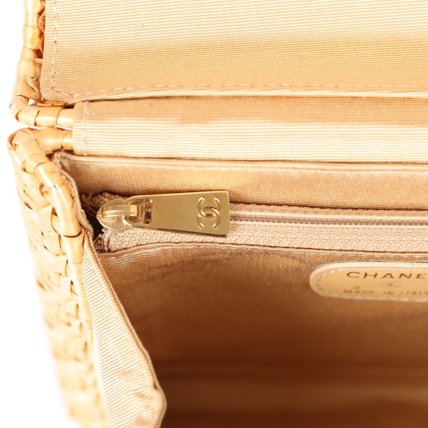 Chanel Vintage Mini Flap Bag Natural Wicker Gold Hardware