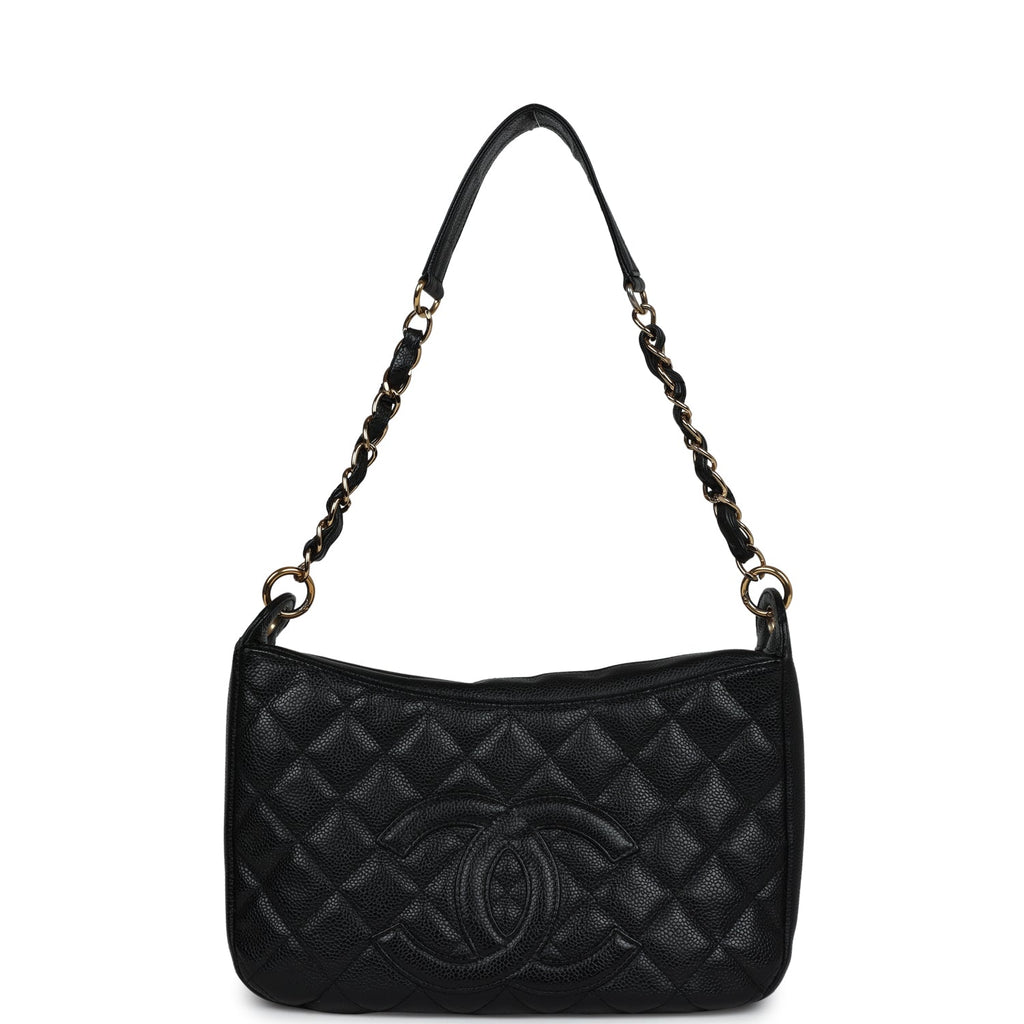 Chanel Vintage Timeless CC Hobo Bag Black Caviar Gold Hardware