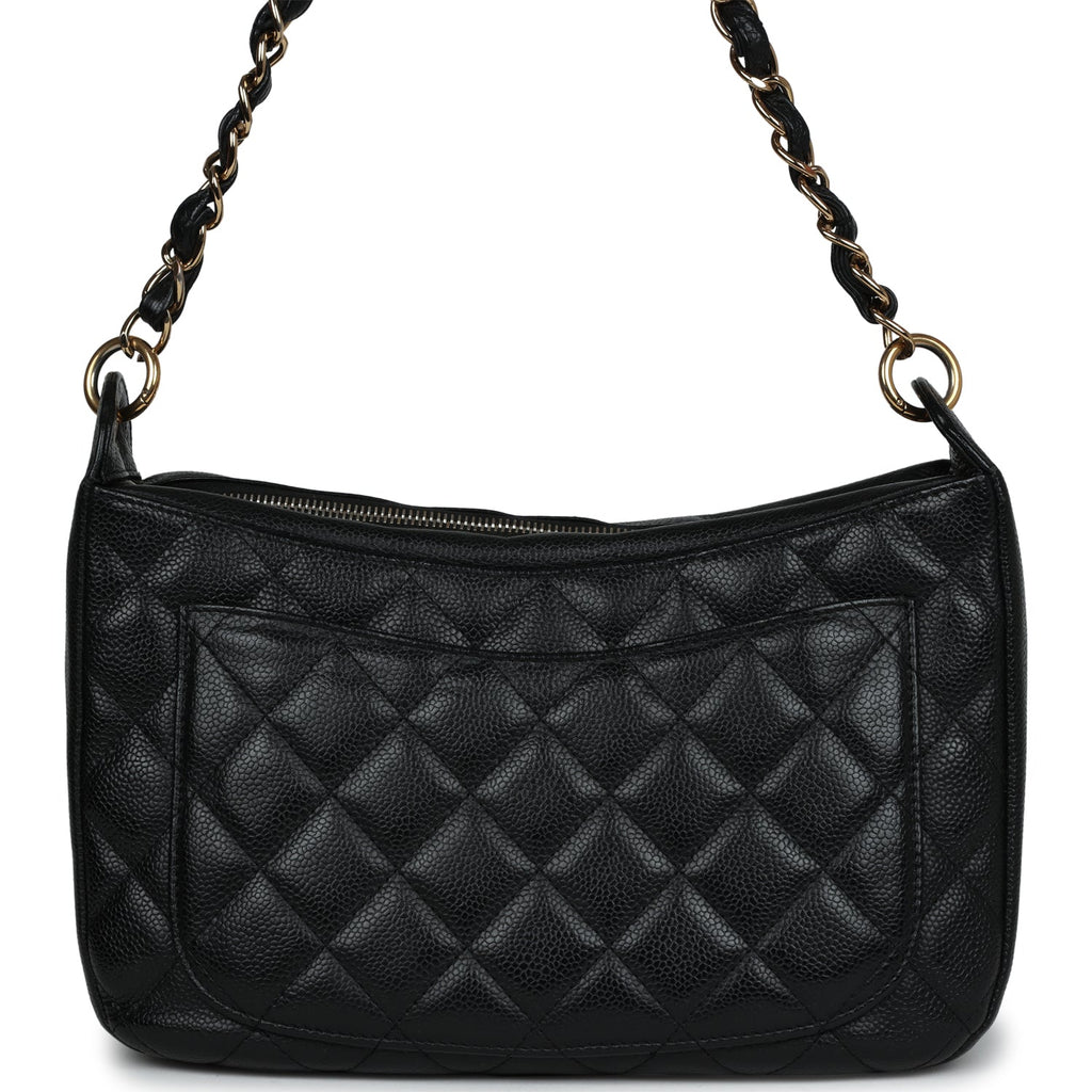 Chanel Vintage Timeless CC Hobo Bag Black Caviar Gold Hardware