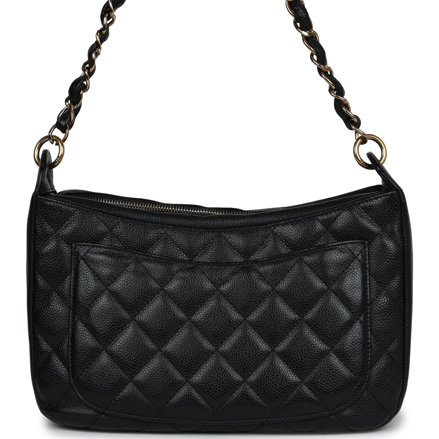 Chanel Vintage Timeless CC Hobo Bag Black Caviar Gold Hardware