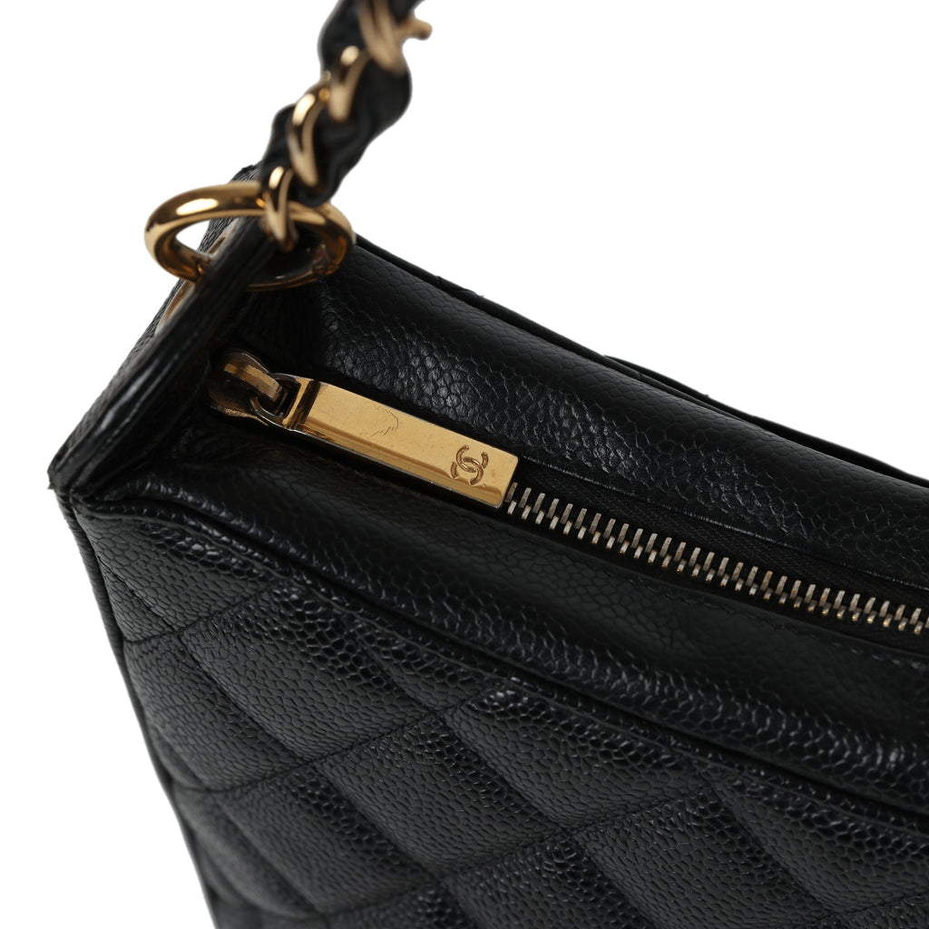 Chanel Vintage Timeless CC Hobo Bag Black Caviar Gold Hardware