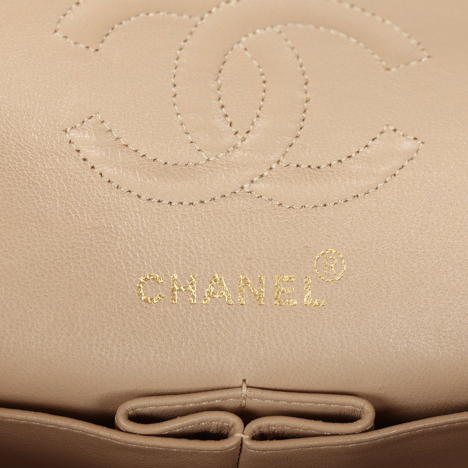 Chanel Vintage Small Classic Double Flap Beige Lambskin Gold Hardware