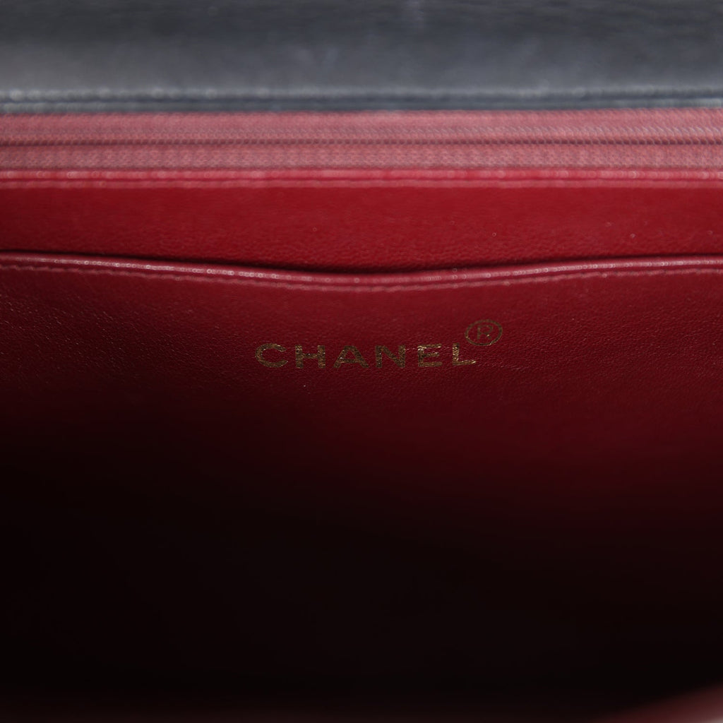 Chanel Vintage XL Jumbo Flap Bag Black Lambskin Gold Hardware