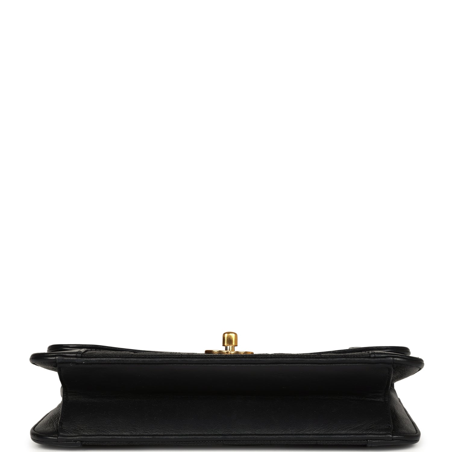 Chanel Vintage Vertical Border Flap Bag Black Linen and Lambskin Gold Hardware