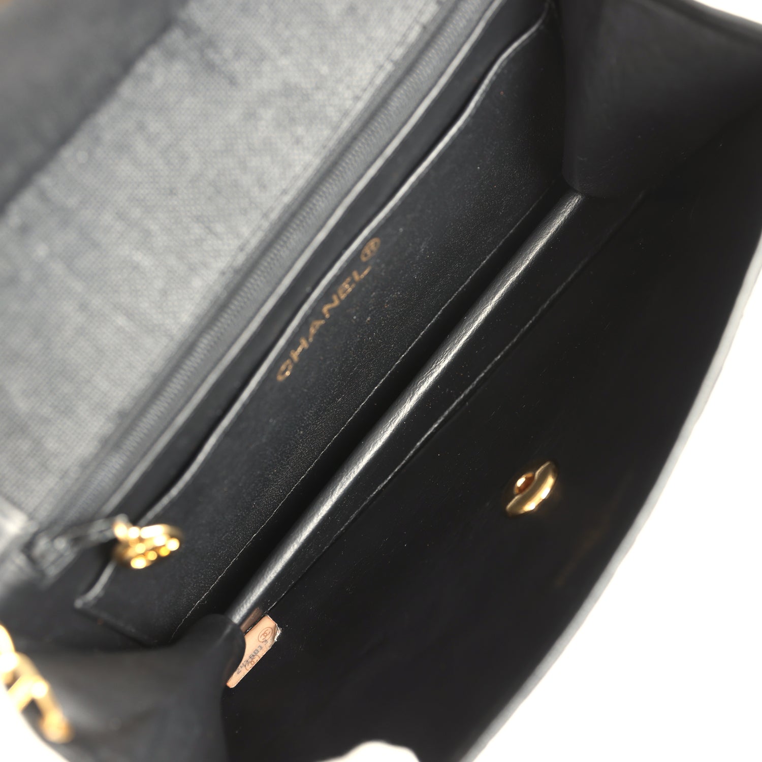 Chanel Vintage Vertical Border Flap Bag Black Linen and Lambskin Gold Hardware